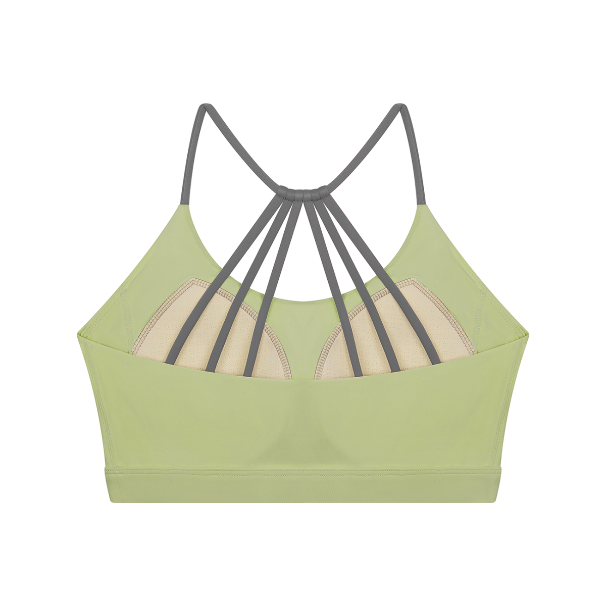 Women's Yoga Color Block Sports Bra in bean green, alternate angle