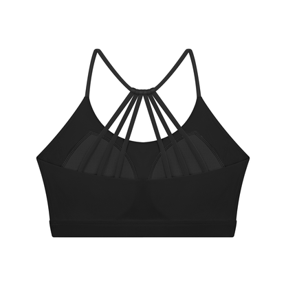 Women's Yoga Color Block Sports Bra in black, alternate angle
