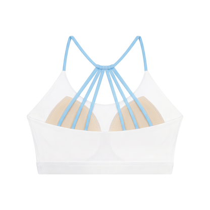 Women's Yoga Color Block Sports Bra in white, alternate angle