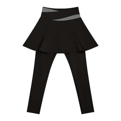 Women's Yoga Panelled Skorts in black with dark gray