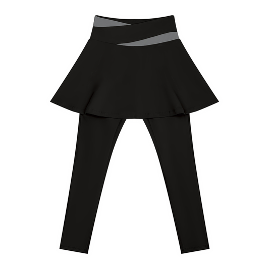 Women's Yoga Panelled Skorts in black with dark gray