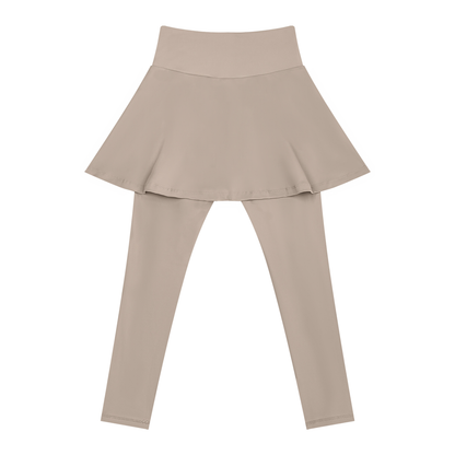 Women's Yoga Panelled Skorts in light coffee with apricot, alternate angle
