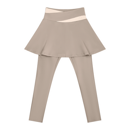Women's Yoga Panelled Skorts in light coffee with apricot