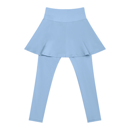 Women's Yoga Panelled Skorts in sky blue with apricot, alternate angle