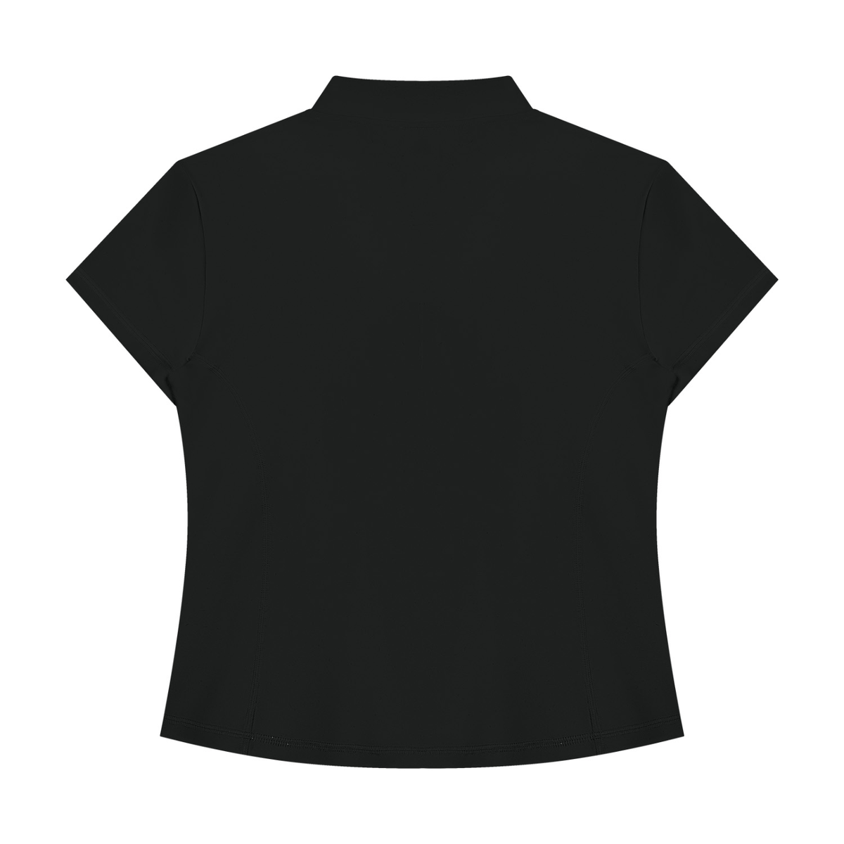 Women's Yoga Quarter-Zip Mock Neck T-Shirt in black, alternate angle