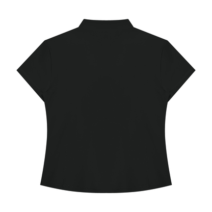 Women's Yoga Quarter-Zip Mock Neck T-Shirt in black, alternate angle