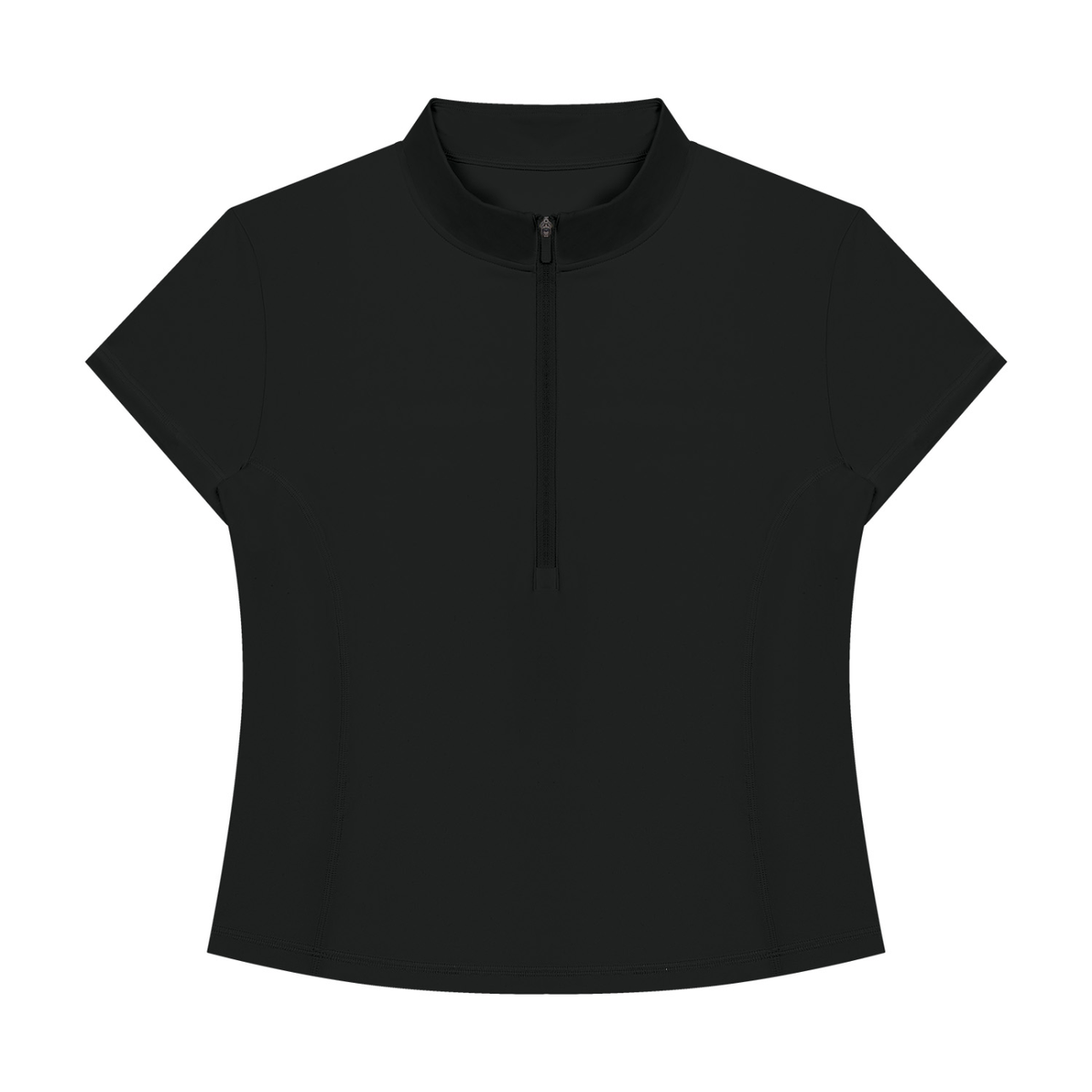 Women's Yoga Quarter-Zip Mock Neck T-Shirt in black