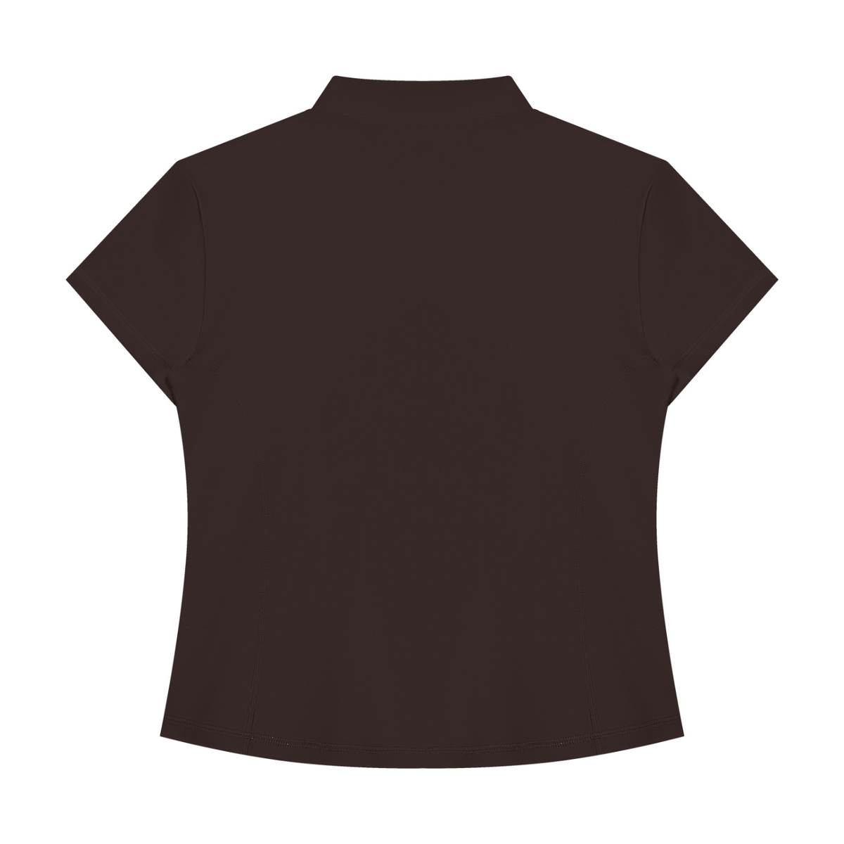 Women's Yoga Quarter-Zip Mock Neck T-Shirt in brown, alternate angle