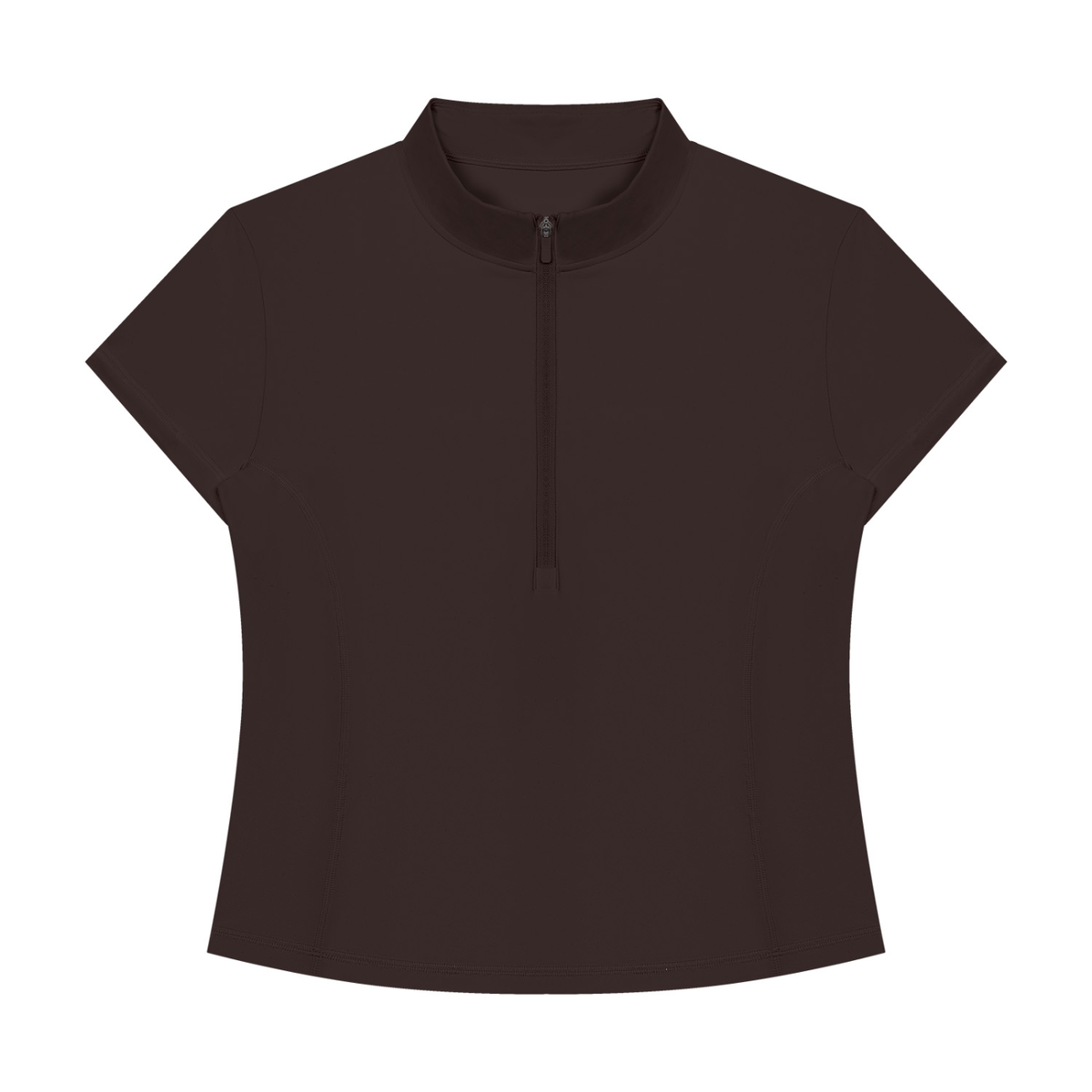 Women's Yoga Quarter-Zip Mock Neck T-Shirt in brown