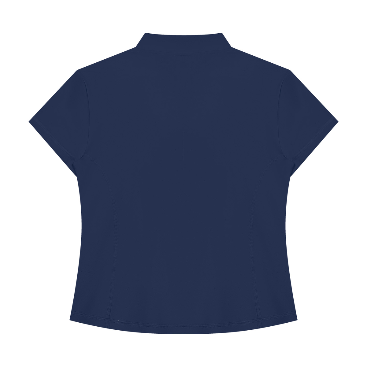 Women's Yoga Quarter-Zip Mock Neck T-Shirt in navy blue, alternate angle