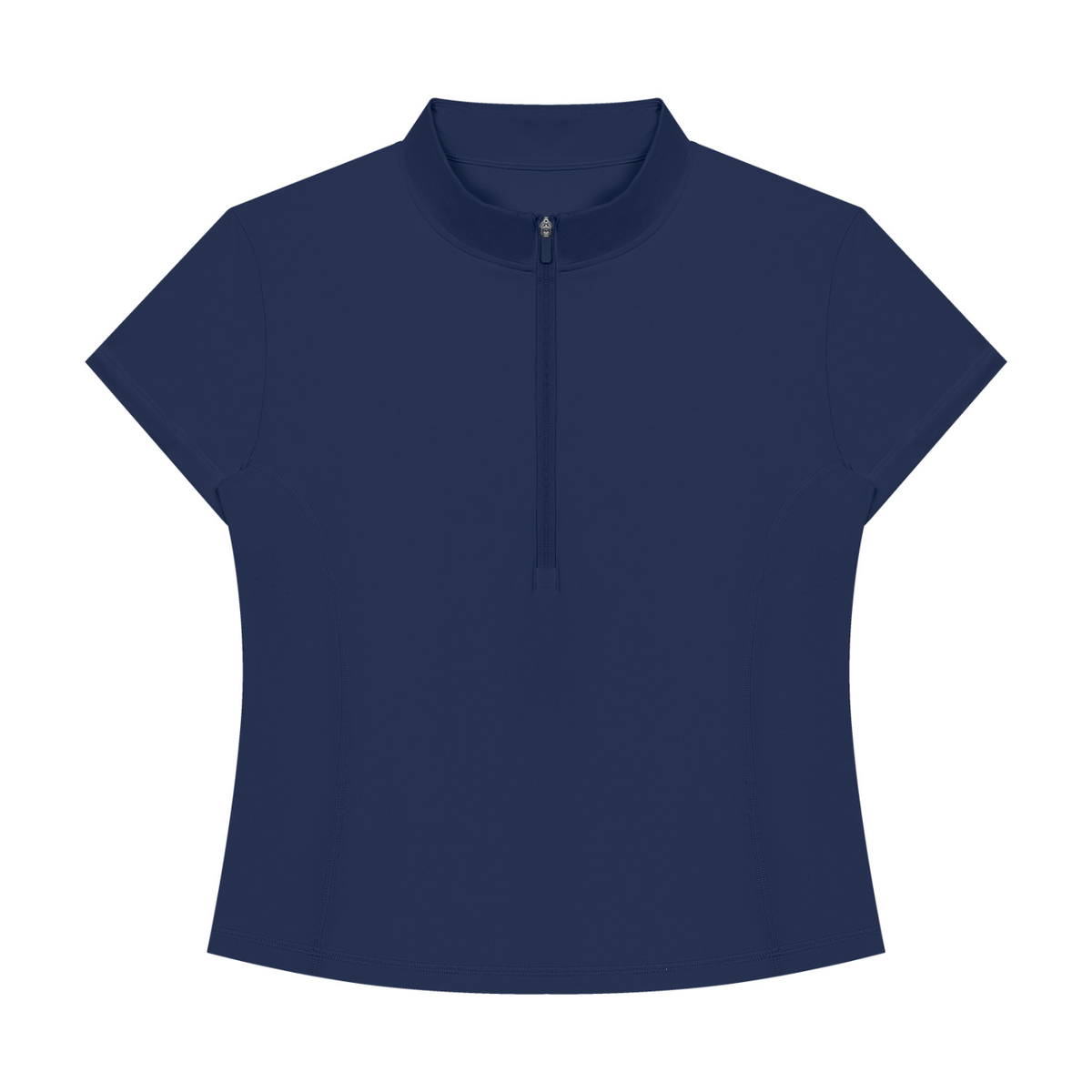 Women's Yoga Quarter-Zip Mock Neck T-Shirt in navy blue