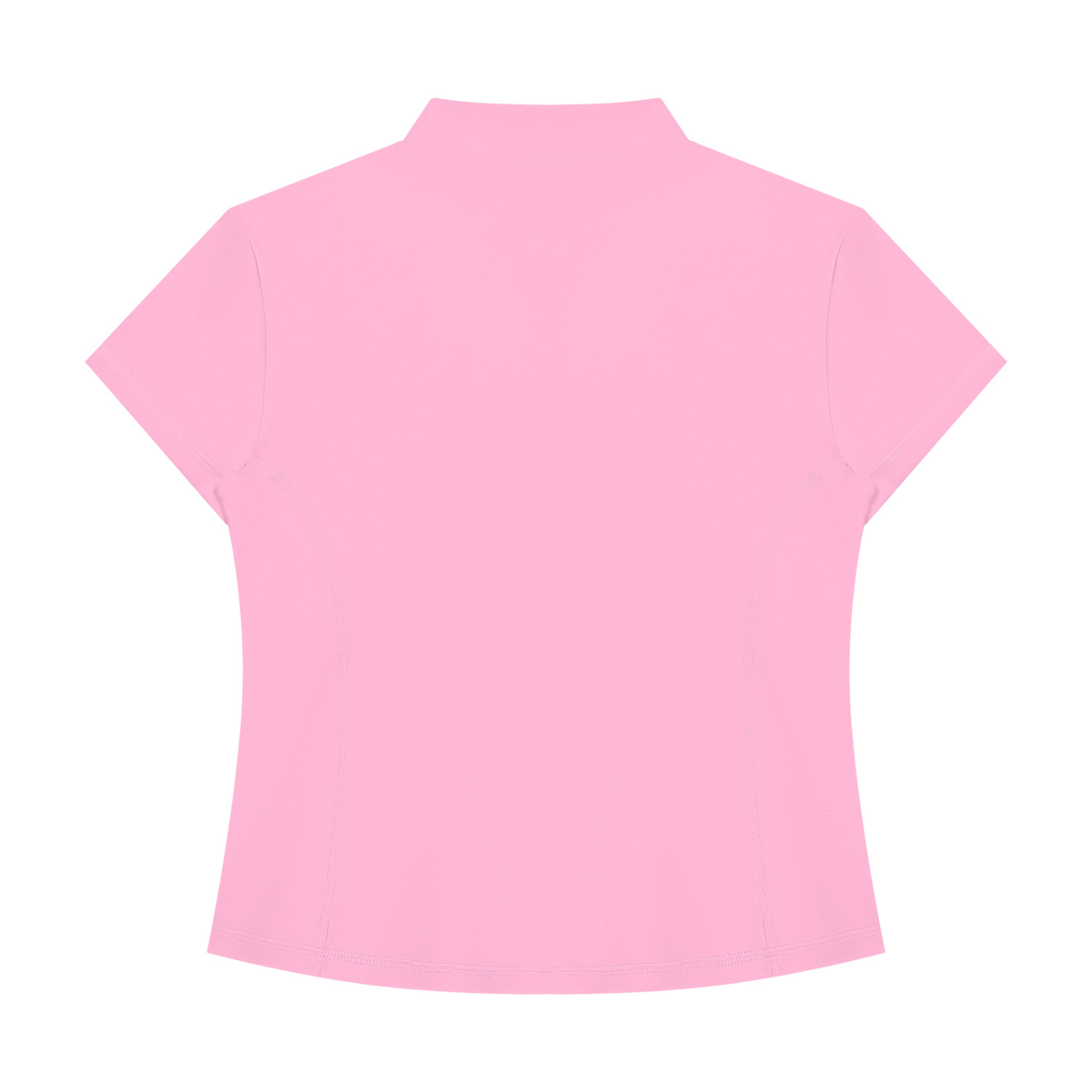 Women's Yoga Quarter-Zip Mock Neck T-Shirt in pink, alternate angle