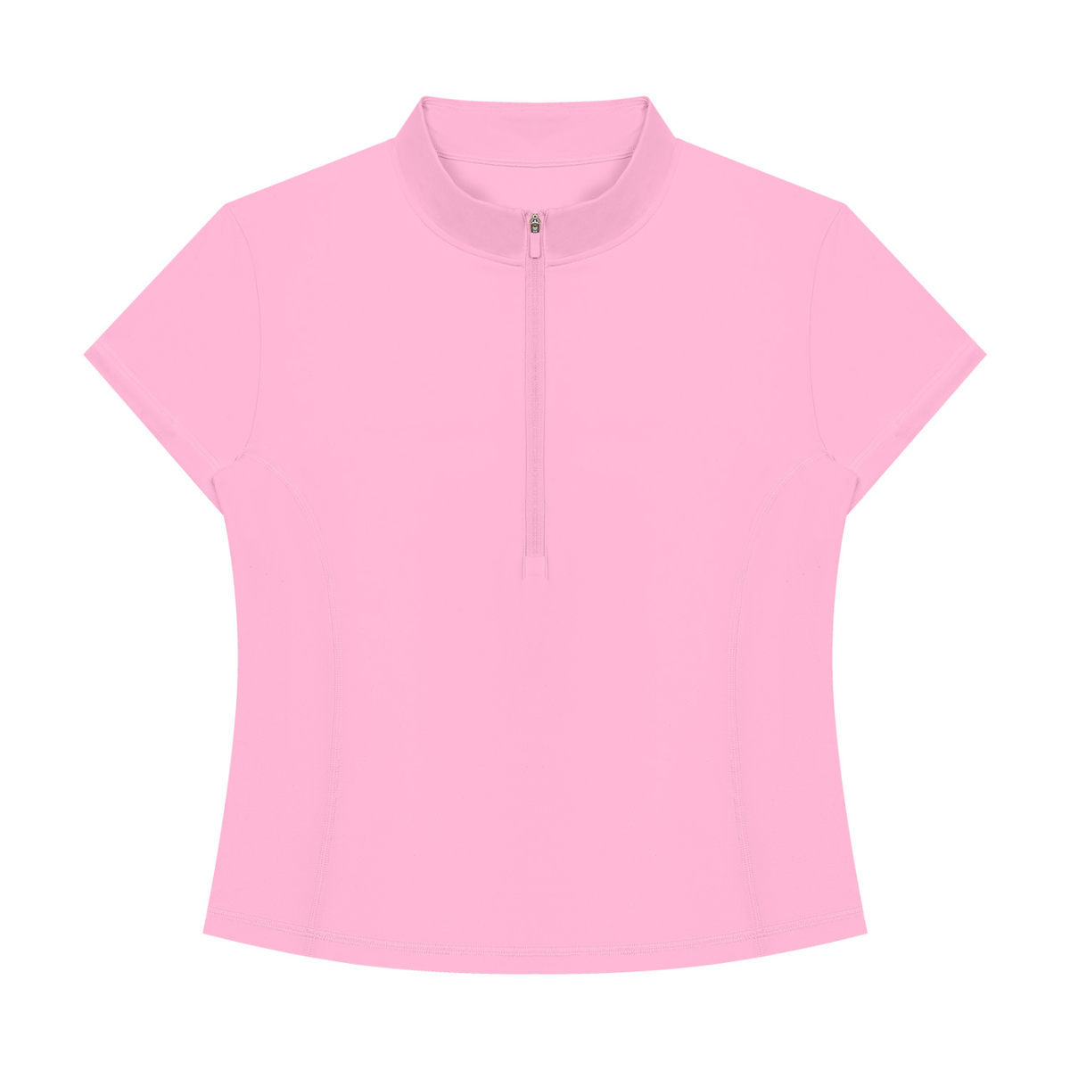 Women's Yoga Quarter-Zip Mock Neck T-Shirt in pink