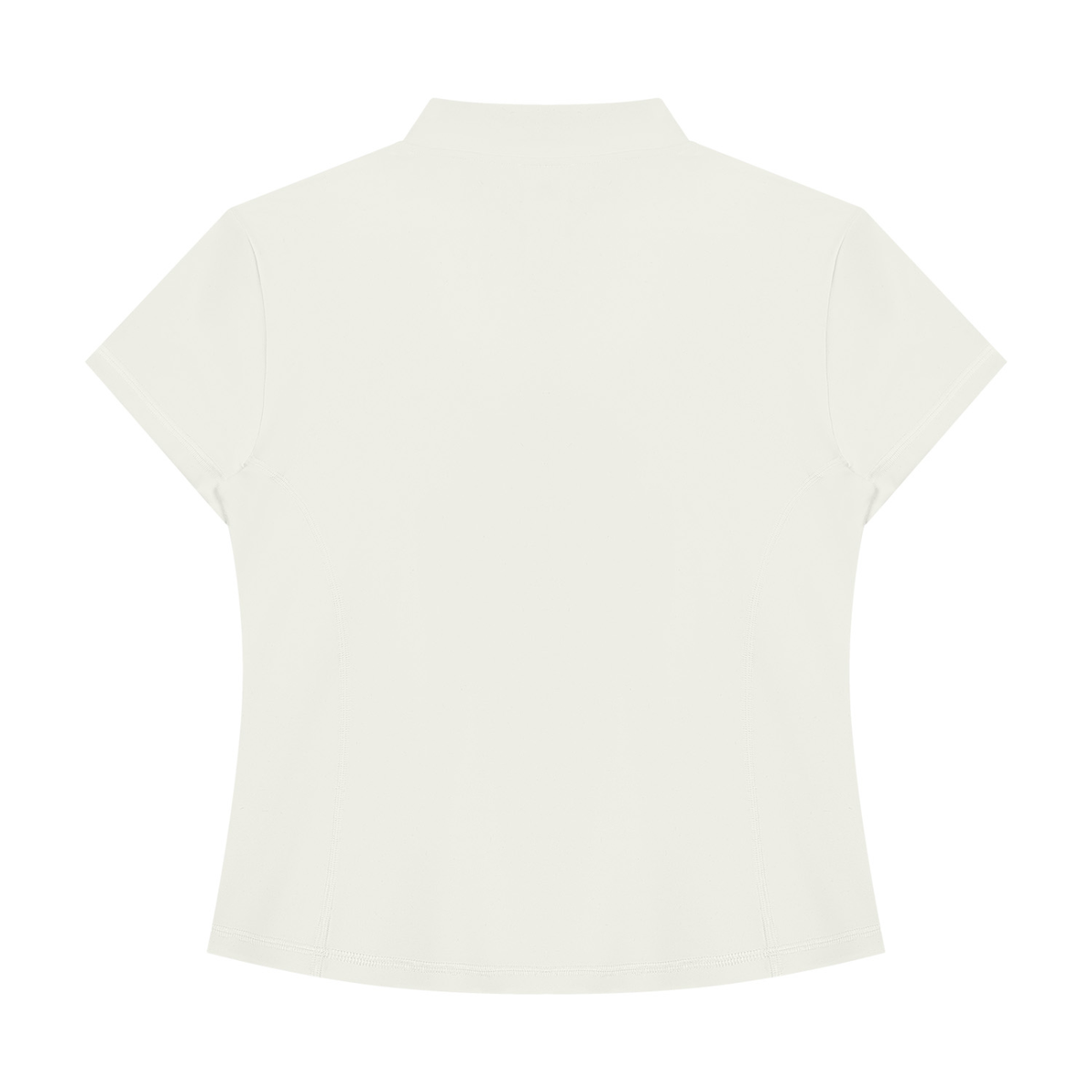 Women's Yoga Quarter-Zip Mock Neck T-Shirt in white gray, alternate angle