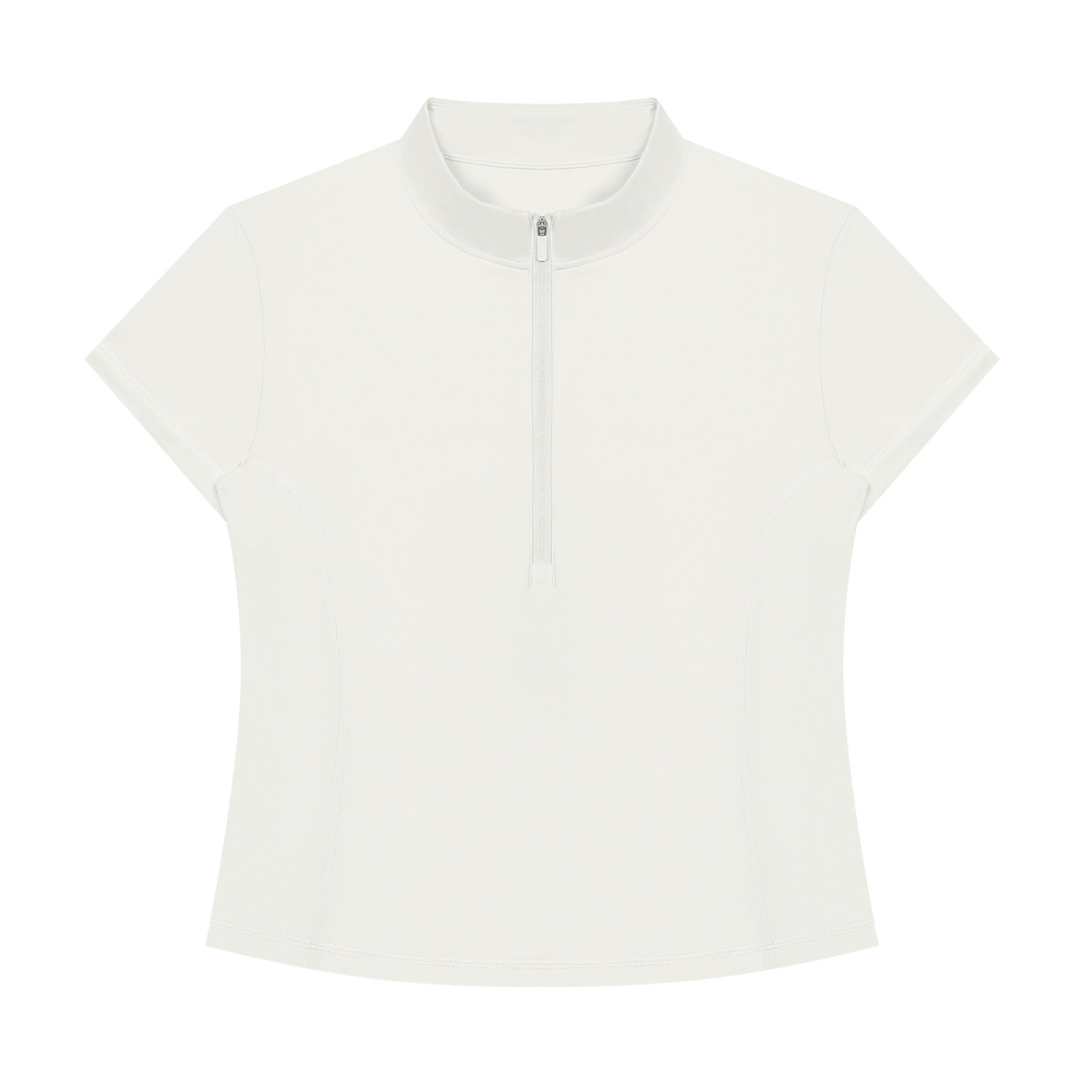 Women's Yoga Quarter-Zip Mock Neck T-Shirt in white gray