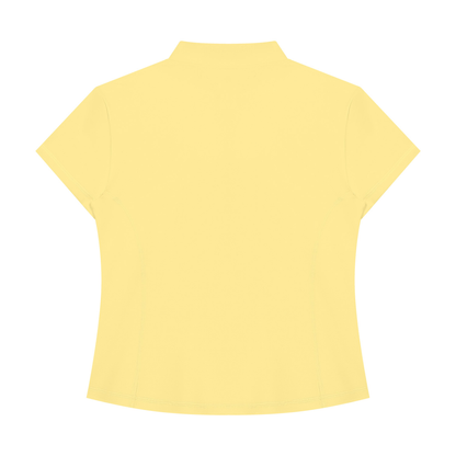 Women's Yoga Quarter-Zip Mock Neck T-Shirt in yellow, alternate angle
