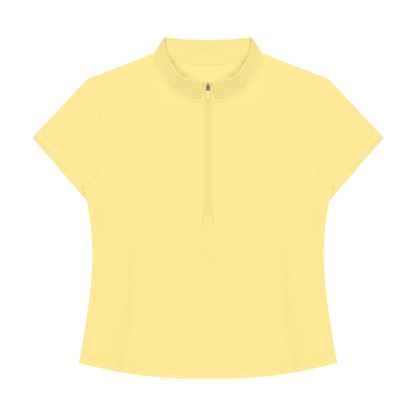 Women's Yoga Quarter-Zip Mock Neck T-Shirt in yellow