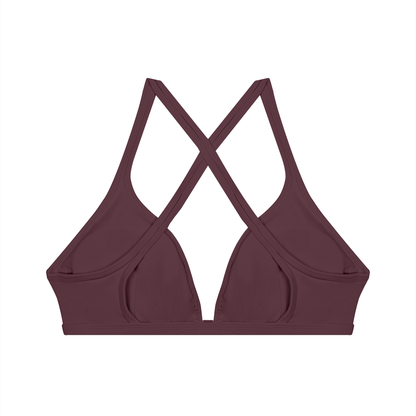 Women's Yoga Sports Bra in plum purple, alternate angle