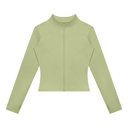 Women's Yoga Sports Full Zip Jacket in bean green