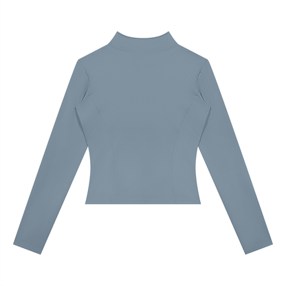 Women's Yoga Sports Full Zip Jacket in gray blue, alternate angle