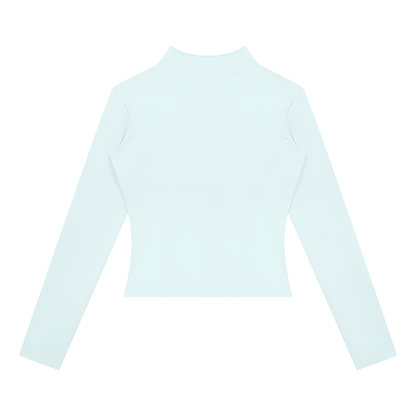 Women's Yoga Sports Full Zip Jacket in light blue, alternate angle