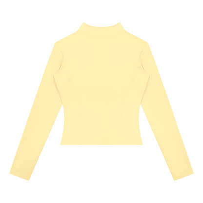 Women's Yoga Sports Full Zip Jacket in light yellow, alternate angle