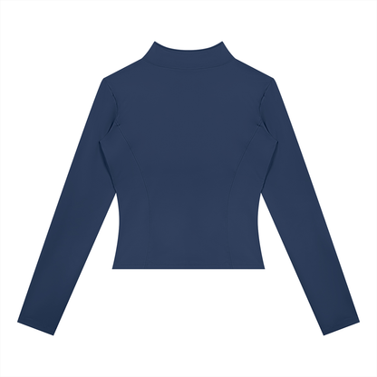 Women's Yoga Sports Full Zip Jacket in navy blue, alternate angle