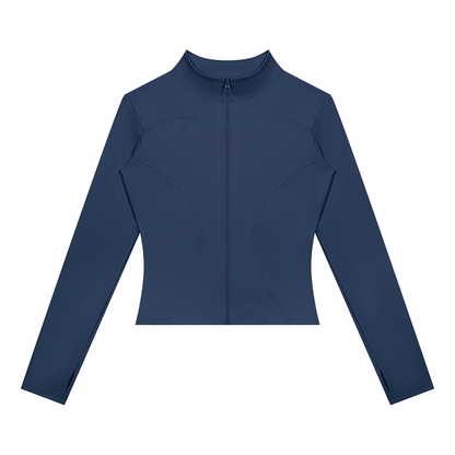 Women's Yoga Sports Full Zip Jacket in navy blue