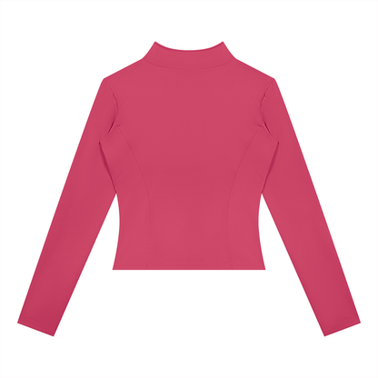 Women's Yoga Sports Full Zip Jacket in rose red, alternate angle