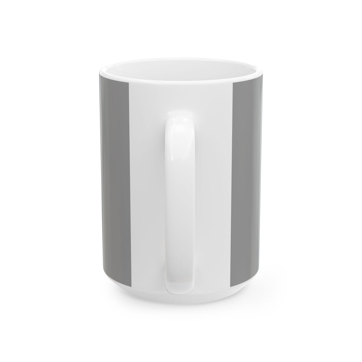 Funny coffee mug printed with "YOU CANNOT REASON WITH ME BEFORE CUP TWO", 15 oz size, back view showing the handle