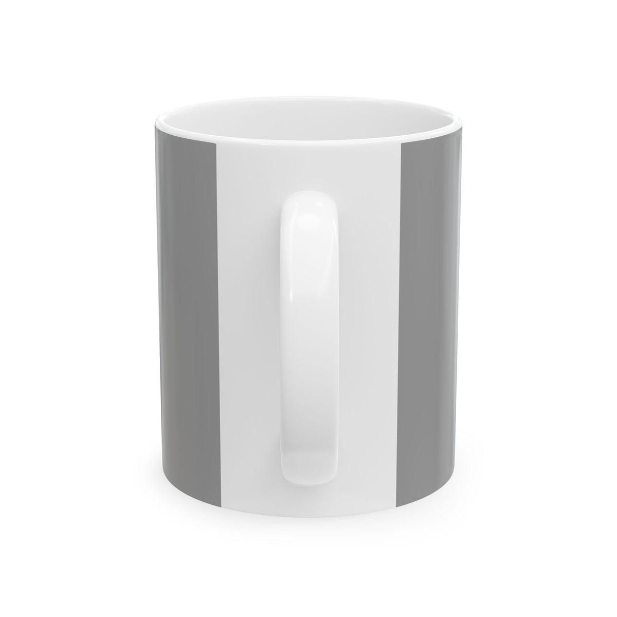Funny coffee mug printed with "YOU CANNOT REASON WITH ME BEFORE CUP TWO", back view showing the handle